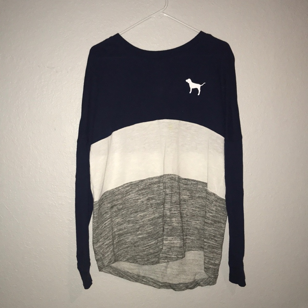 Dark Blue,Gray & White Long sleeve PINK Shirt